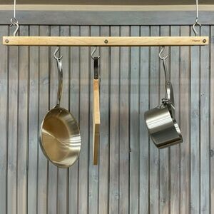 JK Adams Sur La Table MAPLE Hanging Bar POT RACK 36" + Chain, Hardware + 9 Hooks